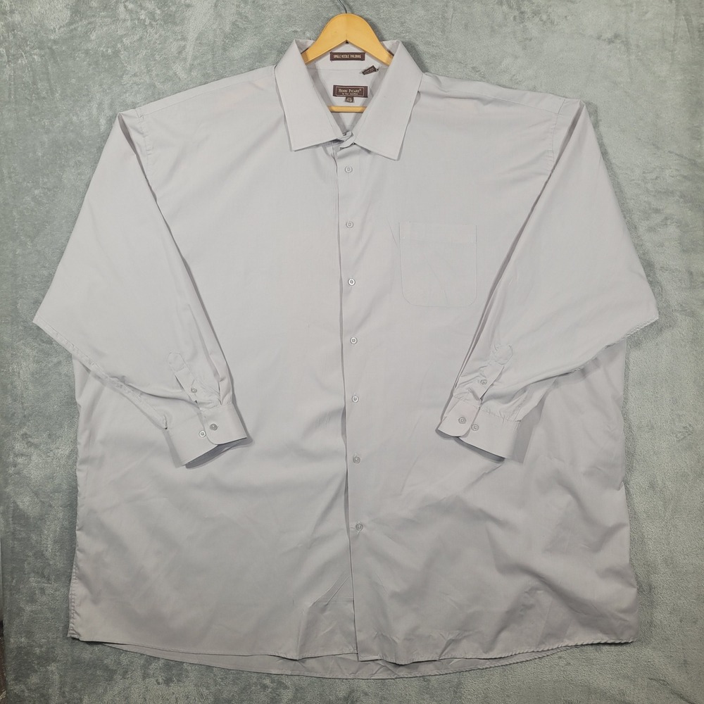 Henri Picard Dress Shirt Mens 22.5 37/38 Gray Long Sleeve Button Up